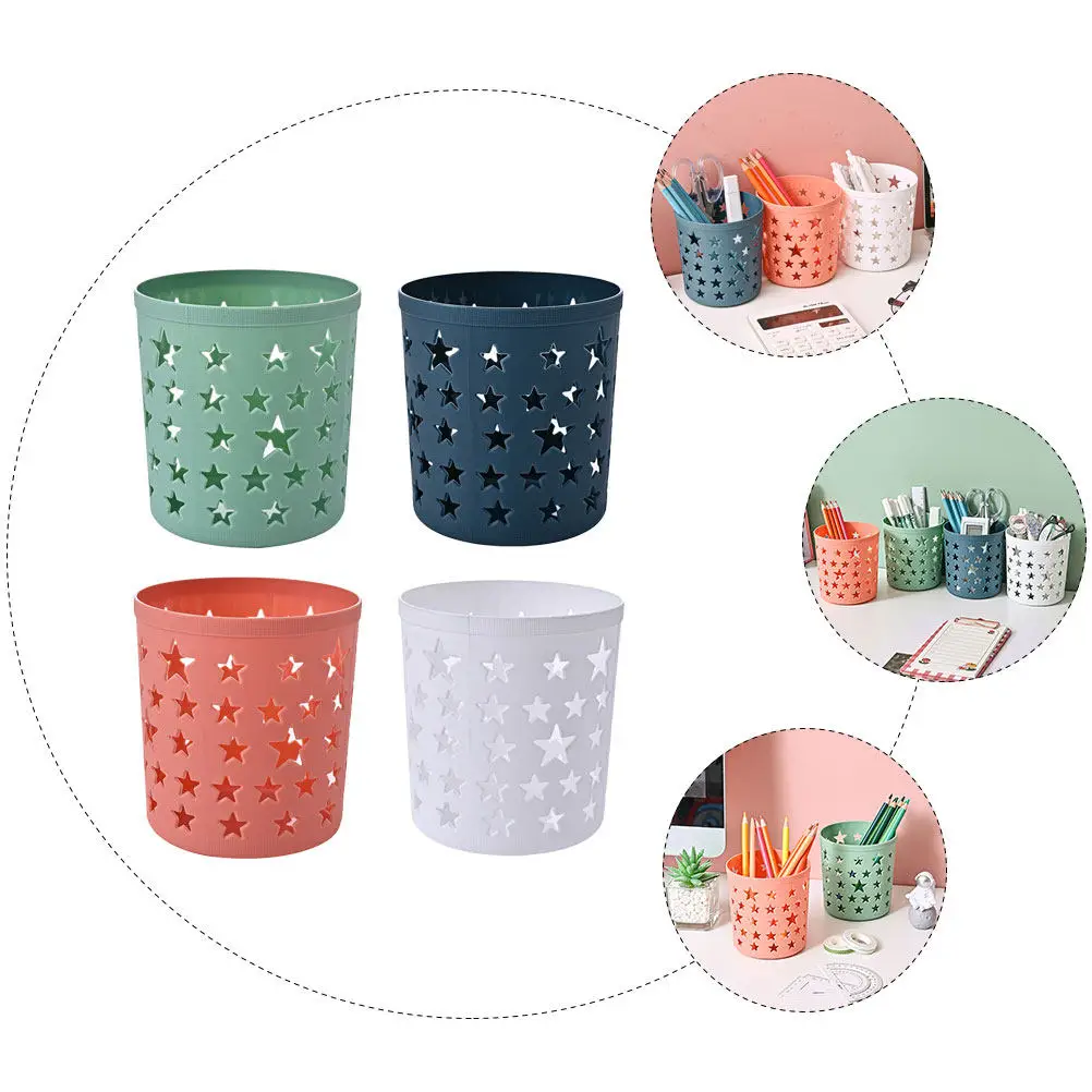 4Pcs 다섯개 별 모양의 빈티지 스타일 데스크탑 보관함 PP 플라스틱 펜 홀더 문구 정리함 브러쉬 컨테이너
