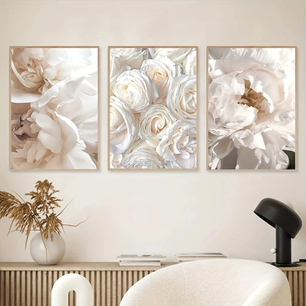 

Modern White Flower Wall Art Canvas Paintings,Print Minimalism Floral Botanical Poster,Living Room Bedroom Home Decor Cuadros