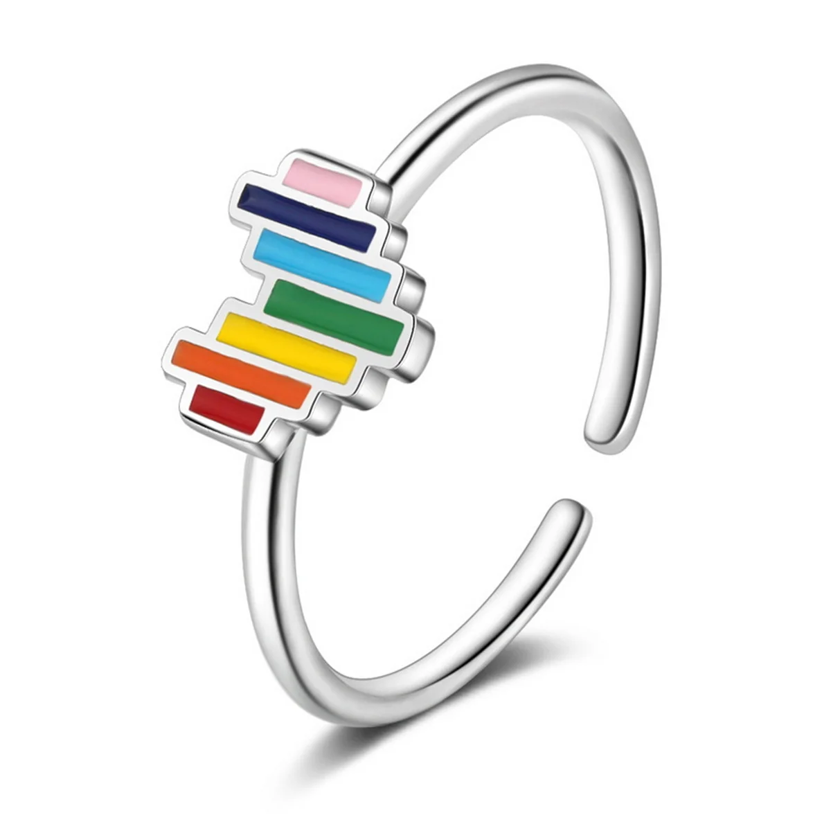 Moda Boho Lovely Rainbow Heart Open Rings Per Le Donne Arcobaleno Smalto Love Heart Lgbt Wedding Finger Ring Regali Di Gioielli Per Feste