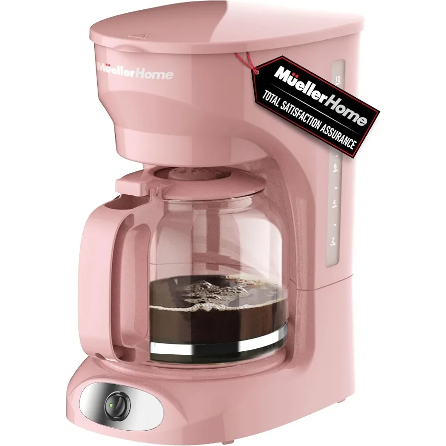 12-cup pink coffee maker with borosilicate glass carafe
