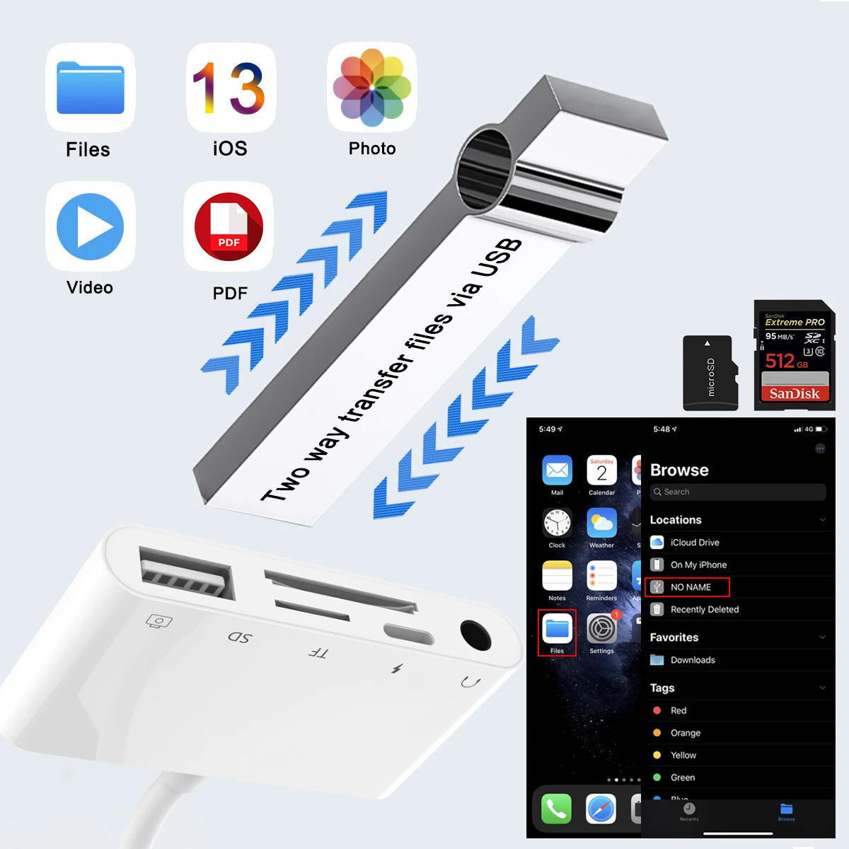 Lightning to USB3 OTG Camera Adapter/Cable Cord with Charging Lightning iPad to SD/TF Card Reader Support 3.5mm Aux Audio otg adapter 3.5mm audio cable lightning to usb otg adapter