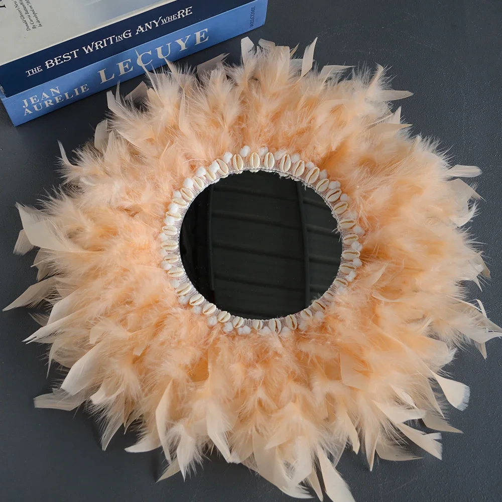Feather Shell Decorative Mirror Nordic Decorative Living Room Bedroom Dressing Mirror Bathroom