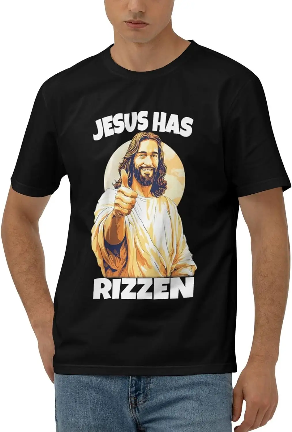

Men's Jes4us Has Riz7zen Official Tshirt Soft Short Sleeve T Shirt Black