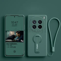 Premium Silicone Shockproof Phone Case with Holder and Screen Protector for Vivo X300 Pro (Dark Green)