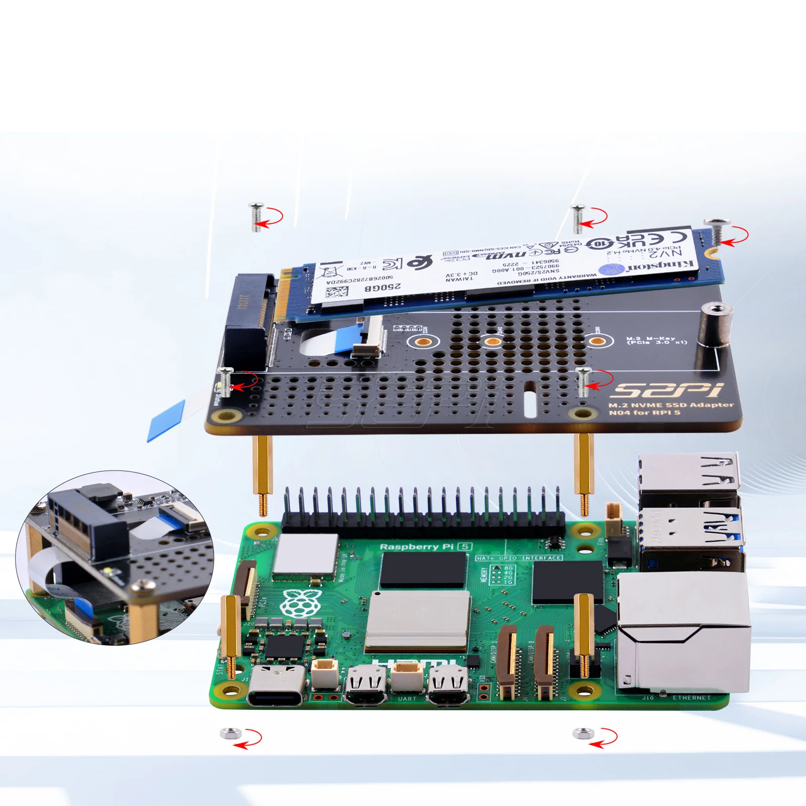 Placa adaptadora Raspberry Pi 5 N04 Top