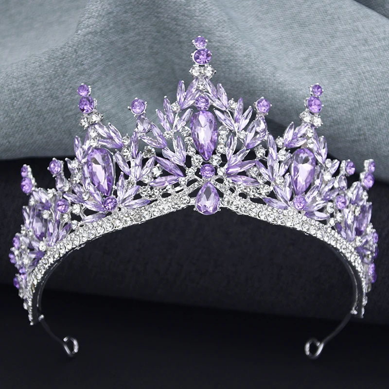 Hair Headdress Baroque Luxury Green Crystal Tiara For Women Wedding Girls Birthday Party Elegant Crown Jewelry Accessories