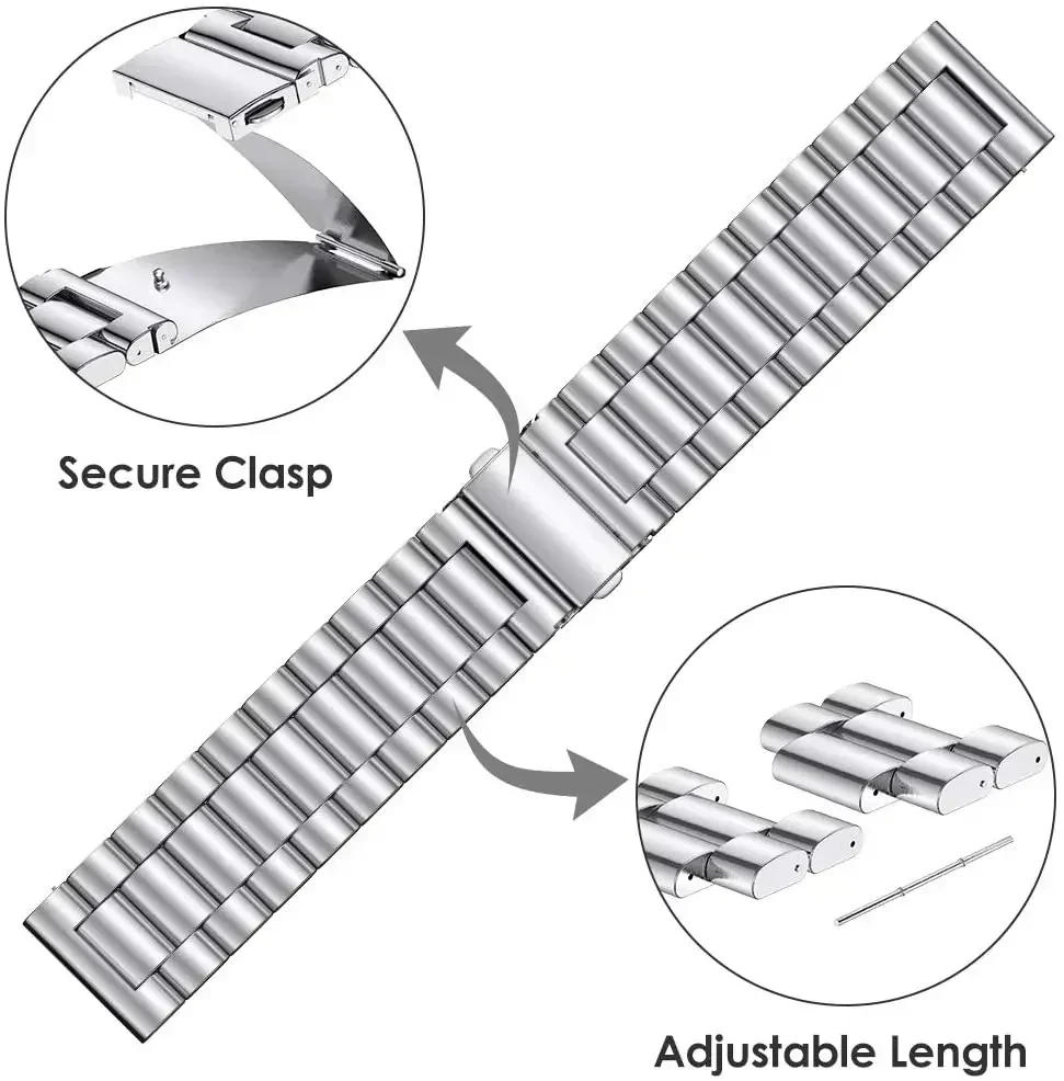 Premium Stainless Steel Strap Band for Smartwatches - Elegant Metal Bracelet for Men and Women