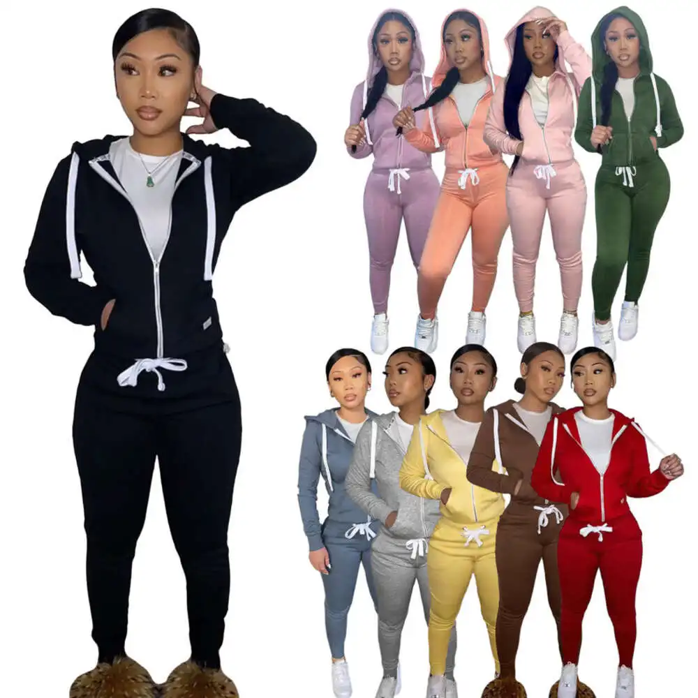 

Women Zipper Hoodies Pant Sets Tracksuits Fall Winter Sweatsuit Two Piece Set Plush Jogging Suit Conjuntos Para Mujeres 2 Piezas