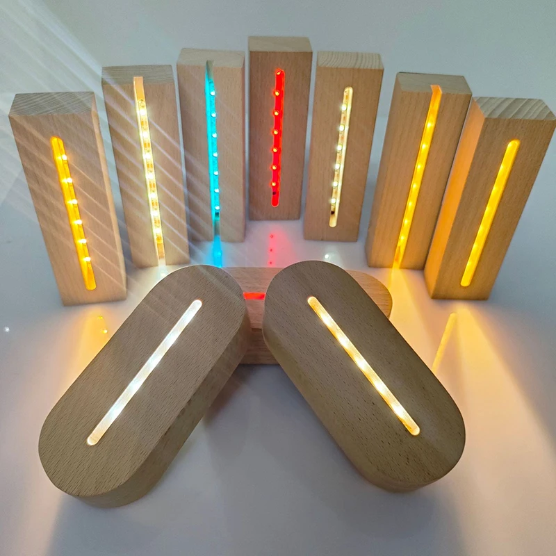 5mm RGB Color Lights Base Led Display Stand with Gold Touch Sensor AAA Battery Powered for 3D Acrylic Plexiglass Night Lights
