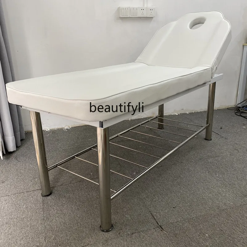 Head-up Facial Bed Stainless Steel Bedstead Beauty Salon Massage Eyelash Tattoo Therapy Massage Bed