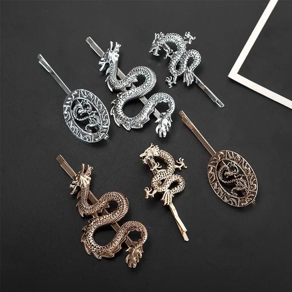 

Silver Gold Girls Hairpin Barrette Chinese Style Headwear Female Hair Accessories Metal Hair Clip Dragon Shape Hairpin
