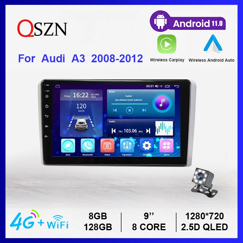

4G LTE Android 11,0 8 + 128G для Audi A3 автомобильный мультимедийный плеер DSP GPS Радио Стерео навигация Carplay + автоматическая интеллектуальная система 9''