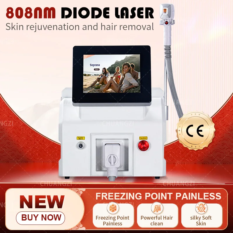 

2024 808nm 755 1064 Diode Laser Hair Removal Machine Alexandrit Permanent Removal Cooling Head Painless Laser Epilator