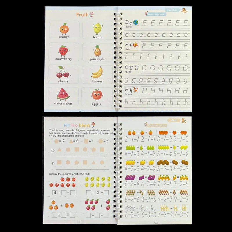4pcs Sank Magic Practice Copybook Pen Preschools Kids Calligraphy English Verison Free Wiping Children Reusable Writing Book 5