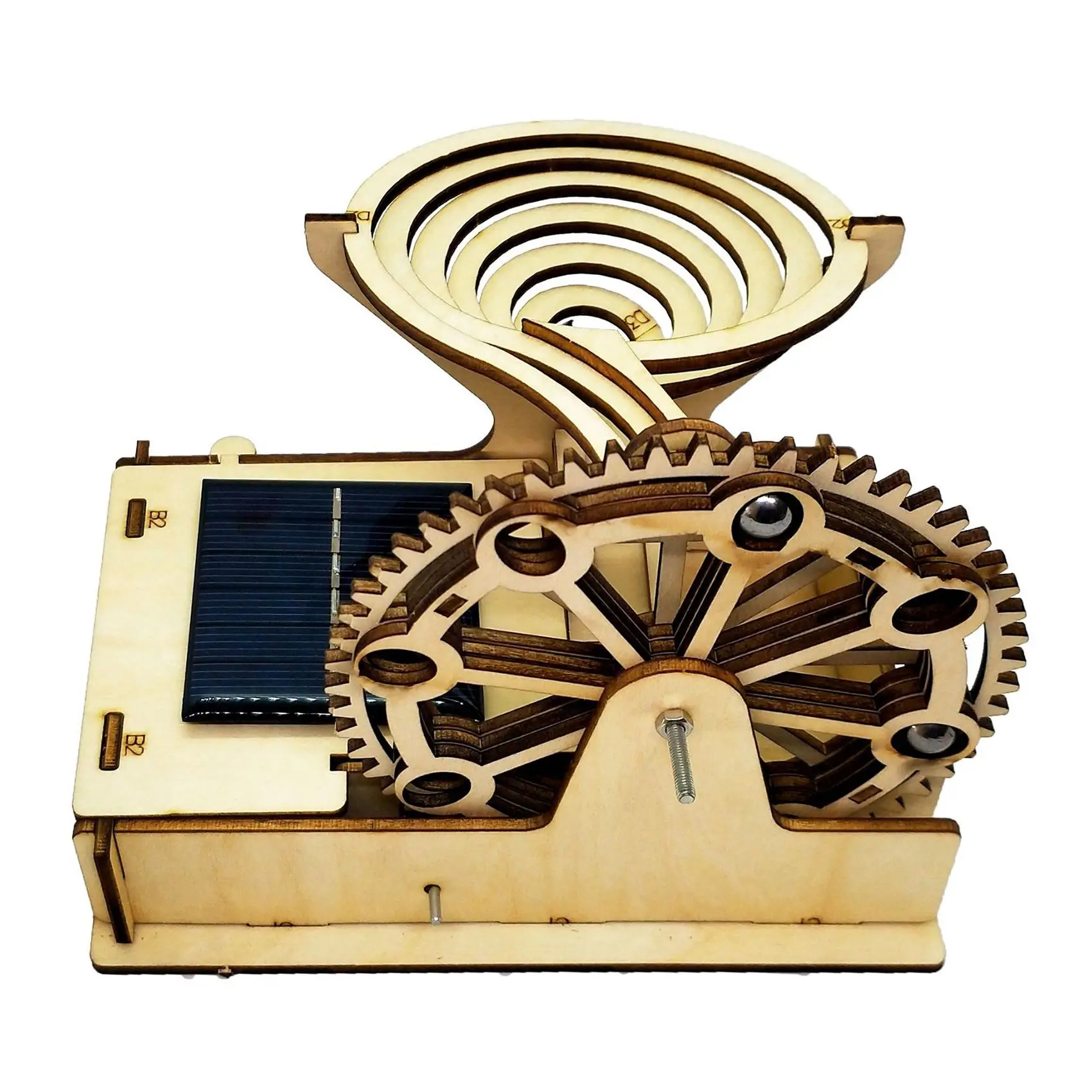 3D Wooden Marble Run Track Solar Powered DIY Puzzle Model Assembly Kit Mechanical Gear Building Engineering ToysA87I