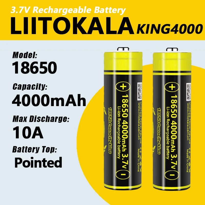 1-40 pièces LiitoKala King4000-JT 3.7V 18650 4000mAh 12A décharge Batteries rechargeables pour batteries de lampe de poche