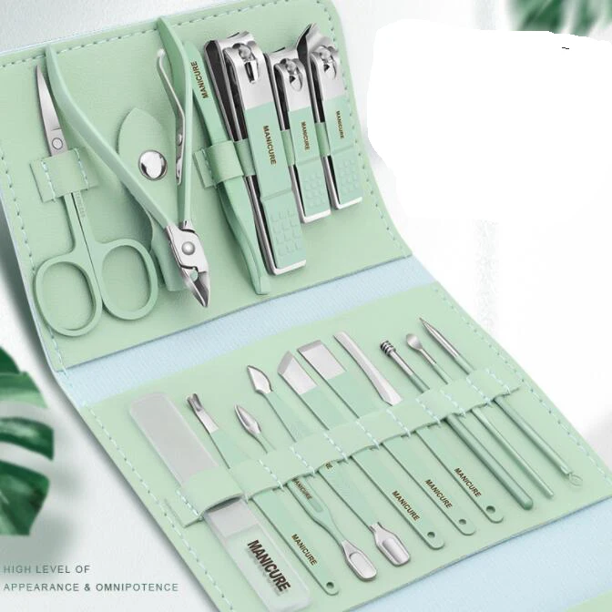

pedicure manicure set nail clippers clean 12 in 1 Stainless Steel Manicure set Professional Nail clipper Kit of Pedicure Tools