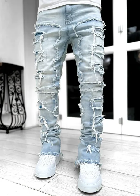 Patchwork Distressed Jeans Trousers 23