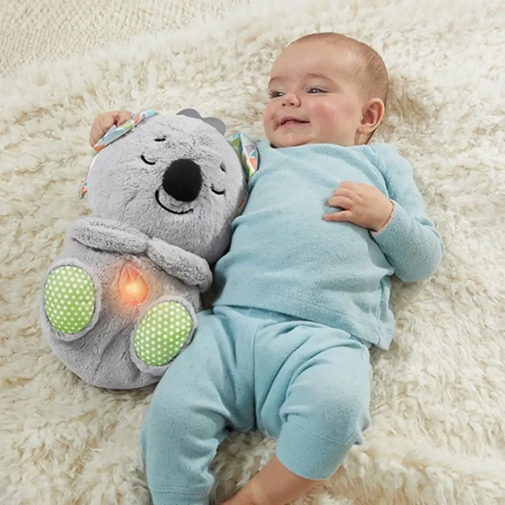 Plush Plush Slumber Otter Toy with Breathing Movement with Music Soothing Sleeping Otter Toy Baby Rattle and Teething