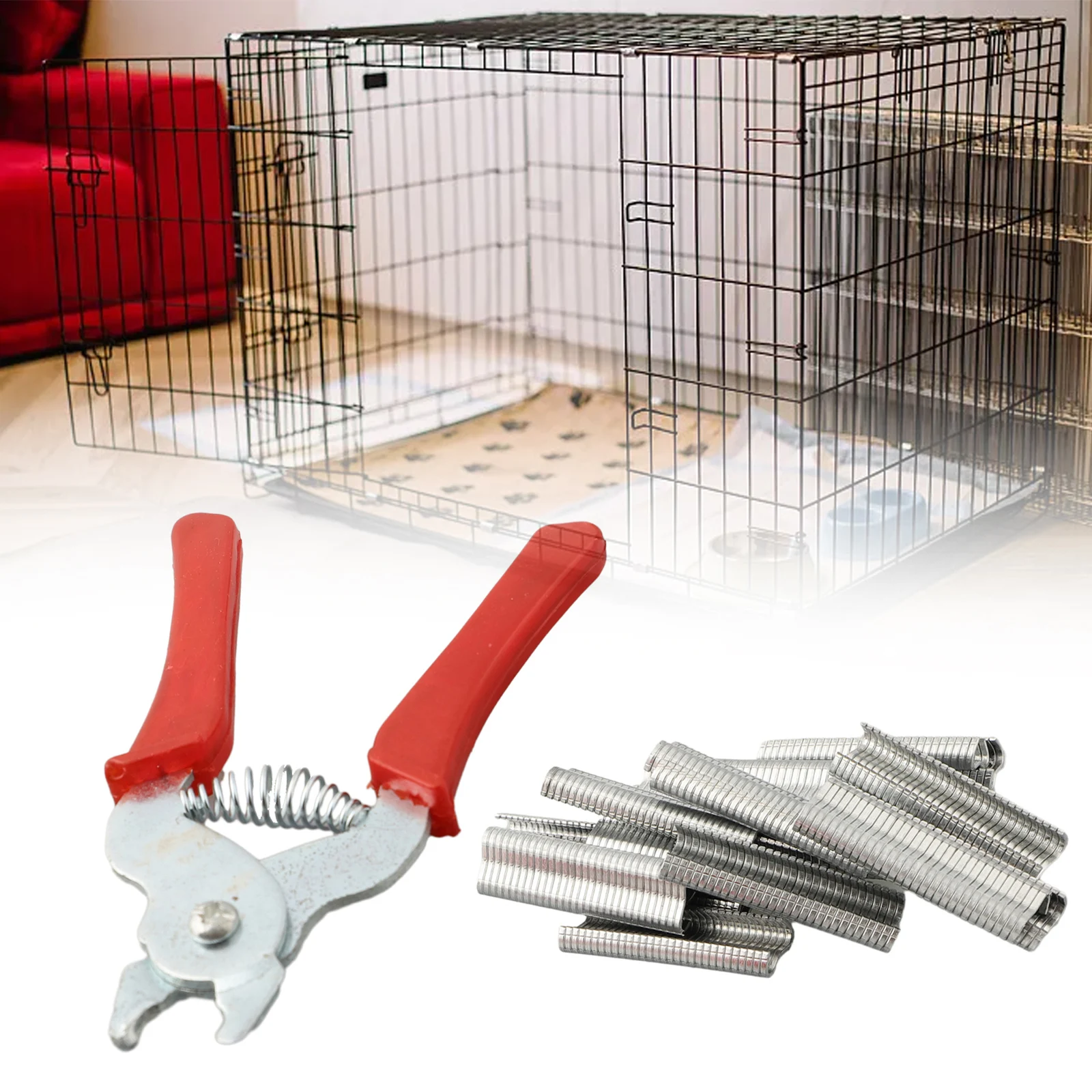 

​15.5 Cm Wire Tightening Pliers Mesh Cage Pliers W/ 600pcs M-ring Tool Steel Pliers For Wire Fastening Mounting Hand Tools