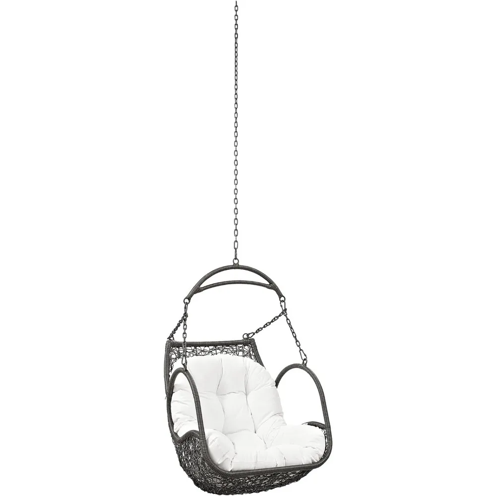 Arbor Wicker Outdoor Lounge Hanging Swing Chair Set with Stand in Red 5