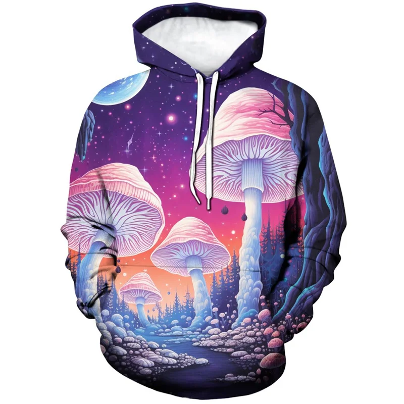 thumbnail image 1 of Sudadera con capucha con gráfico de hongos para hombre, sudadera con estampado de plantas en 3D, sudadera informal de gran tamaño para primavera y otoño, sudaderas con capucha de manga larga, 1 of 5