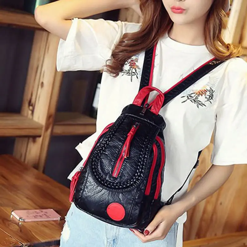 2025 new mini shoulder bag female bag Korean fashion wild embroidery soft leather small backpack 4