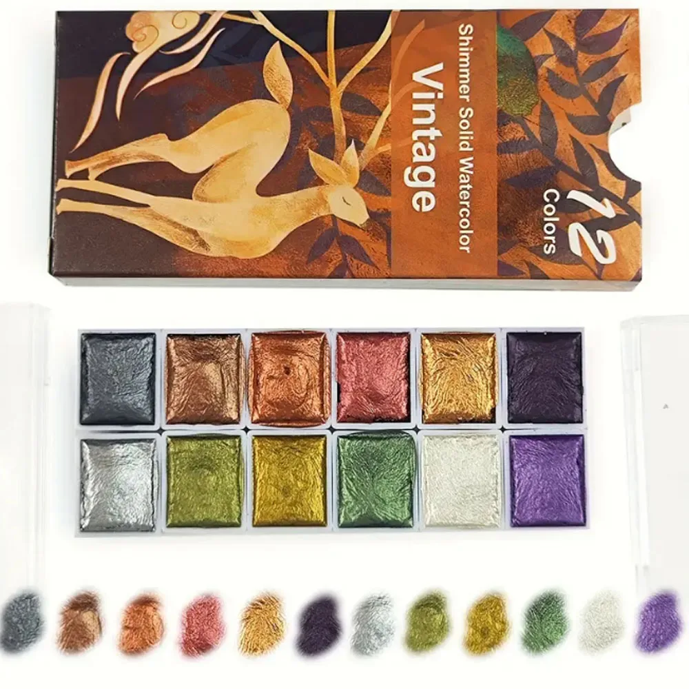 12 colors of pearlescent metallic paints comes with portable box perfect for painting manicure writing gift acrylic paint acrylic paint set