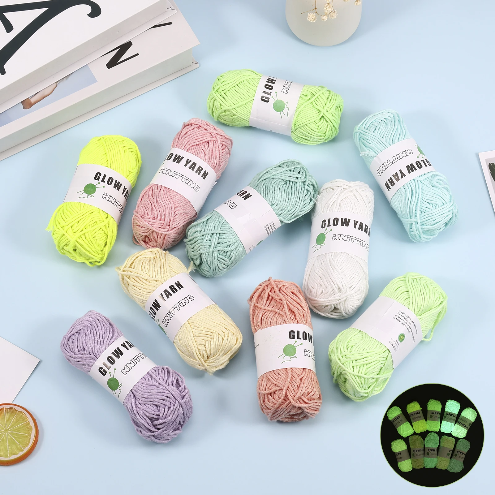 

10 Rolls glowing yarn 58 yards in dark yarn glowing yarn DIY art crochet 10 color creative glowing knitting yarn craft garments
