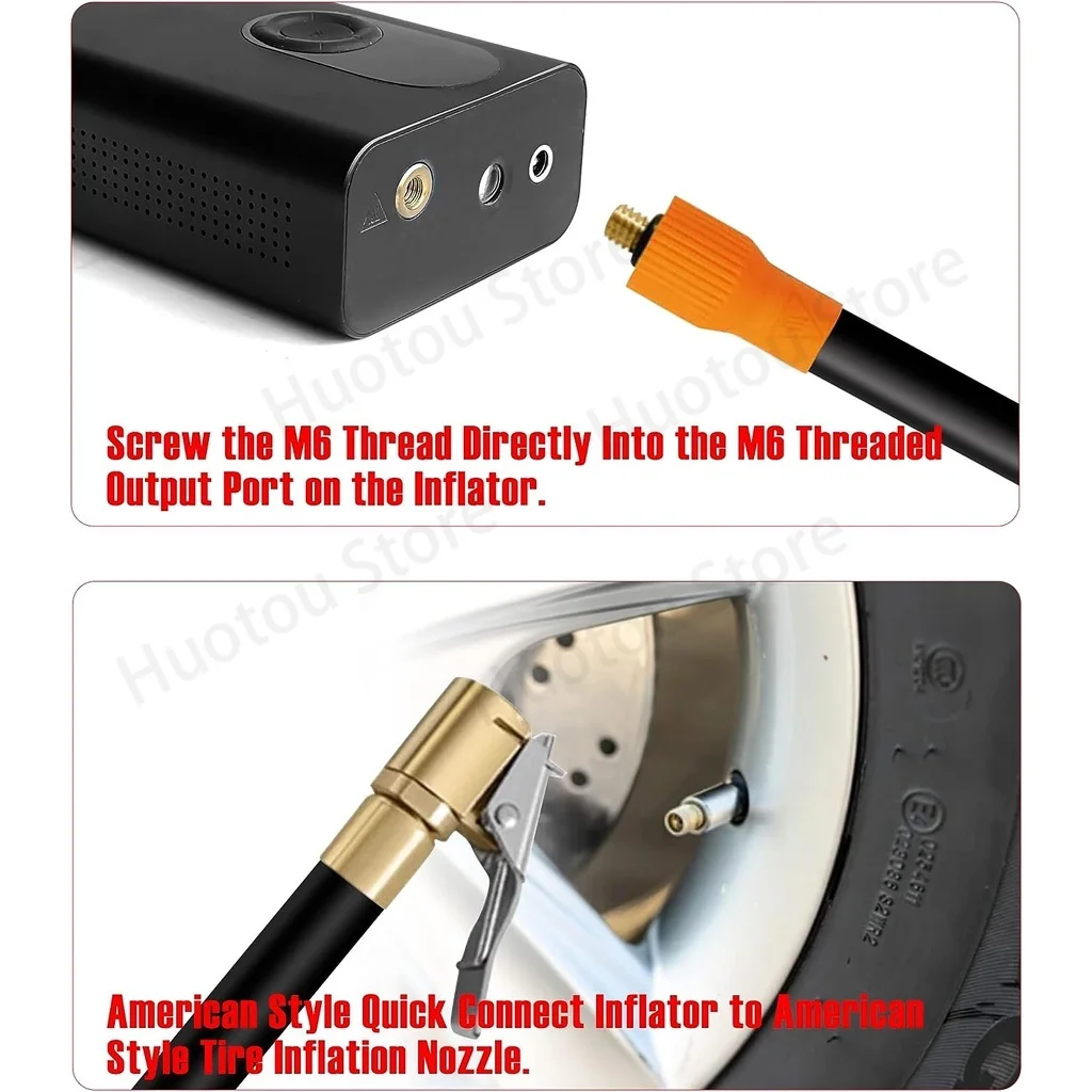 Portable Air Pump Tire Pump Accessories M6 thread locking air chuck with air tube standard tire valve fine thread suitable for M6 thread integrated pump