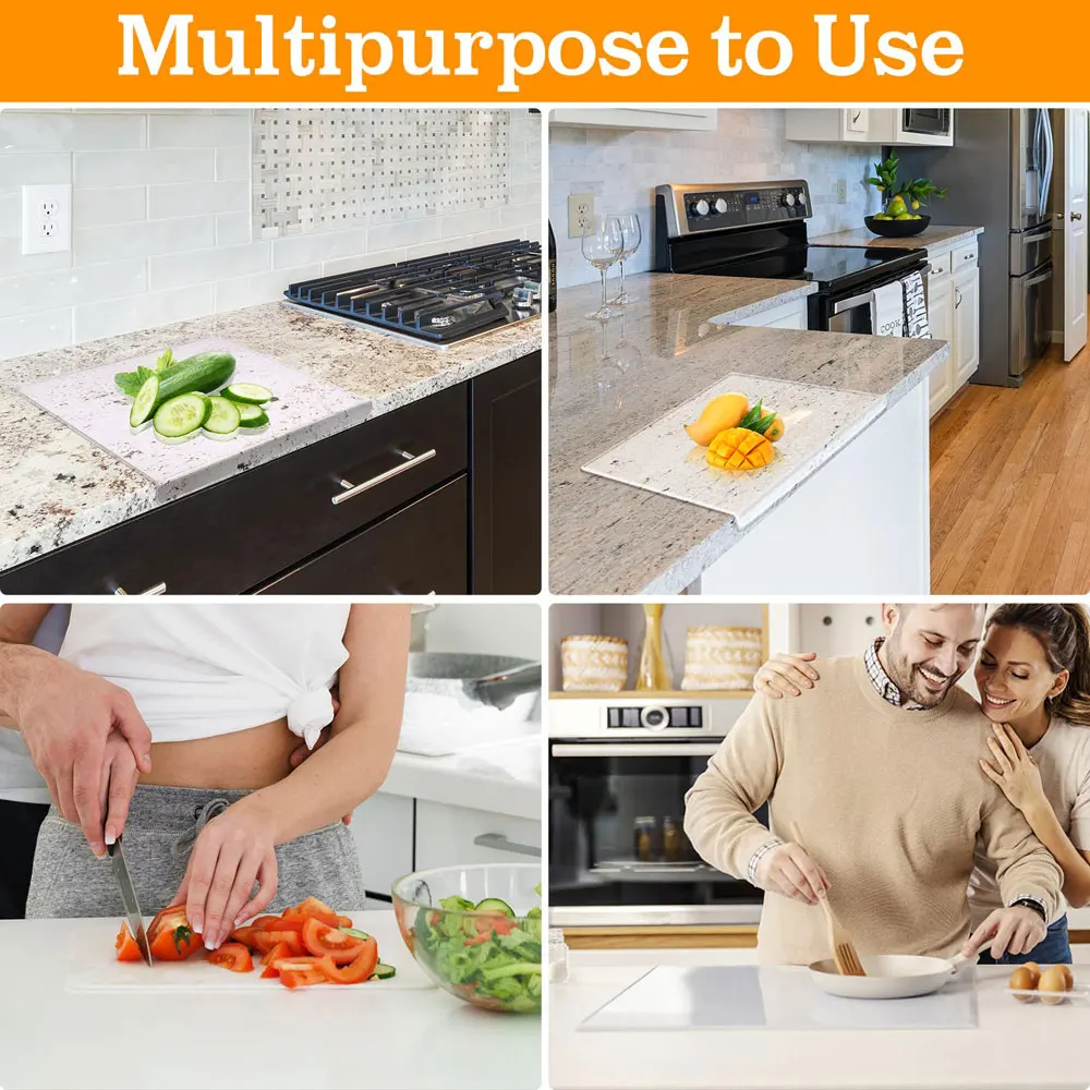 Transparent Acrylic Non Slip Chopping Boards Over The Countertop Protection ,Clear Cutting Boards For Kitchen Essentials