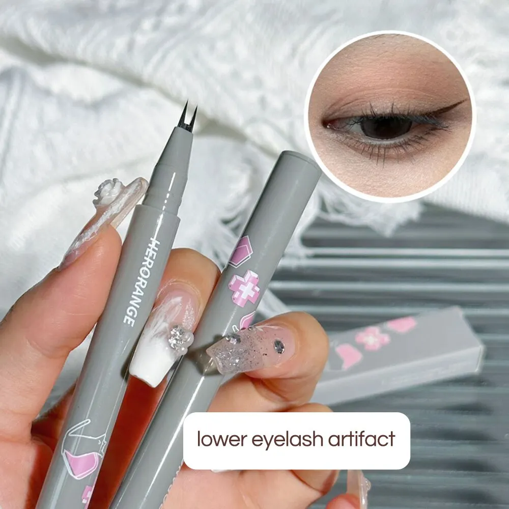 Double Tip Lower Eyelash Pencil Super Slim Eye Liner Waterproof Anti-Smudge Dual Pronged Bottom Eyelashes Pen