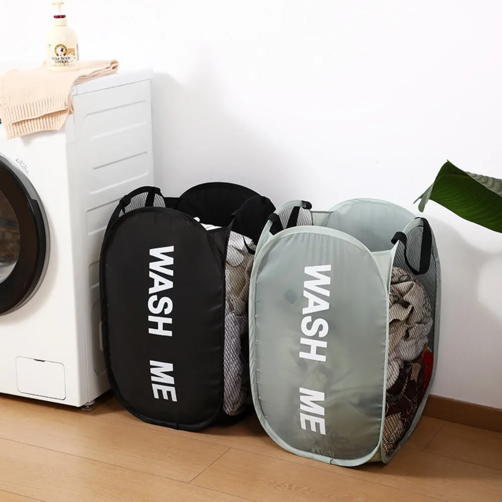 Collapsible Breathable Mesh Laundry Hamper - Space-Saving Portable Basket for Dorm, Travel, and Bathroom Use