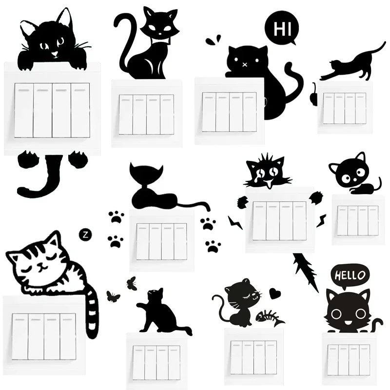 Light Switch Sticker Kids Baby Nursery Room DIY Wall Decoration Cat Dog Fairy Moon Stars Decal for Children Bedroom Home Decor