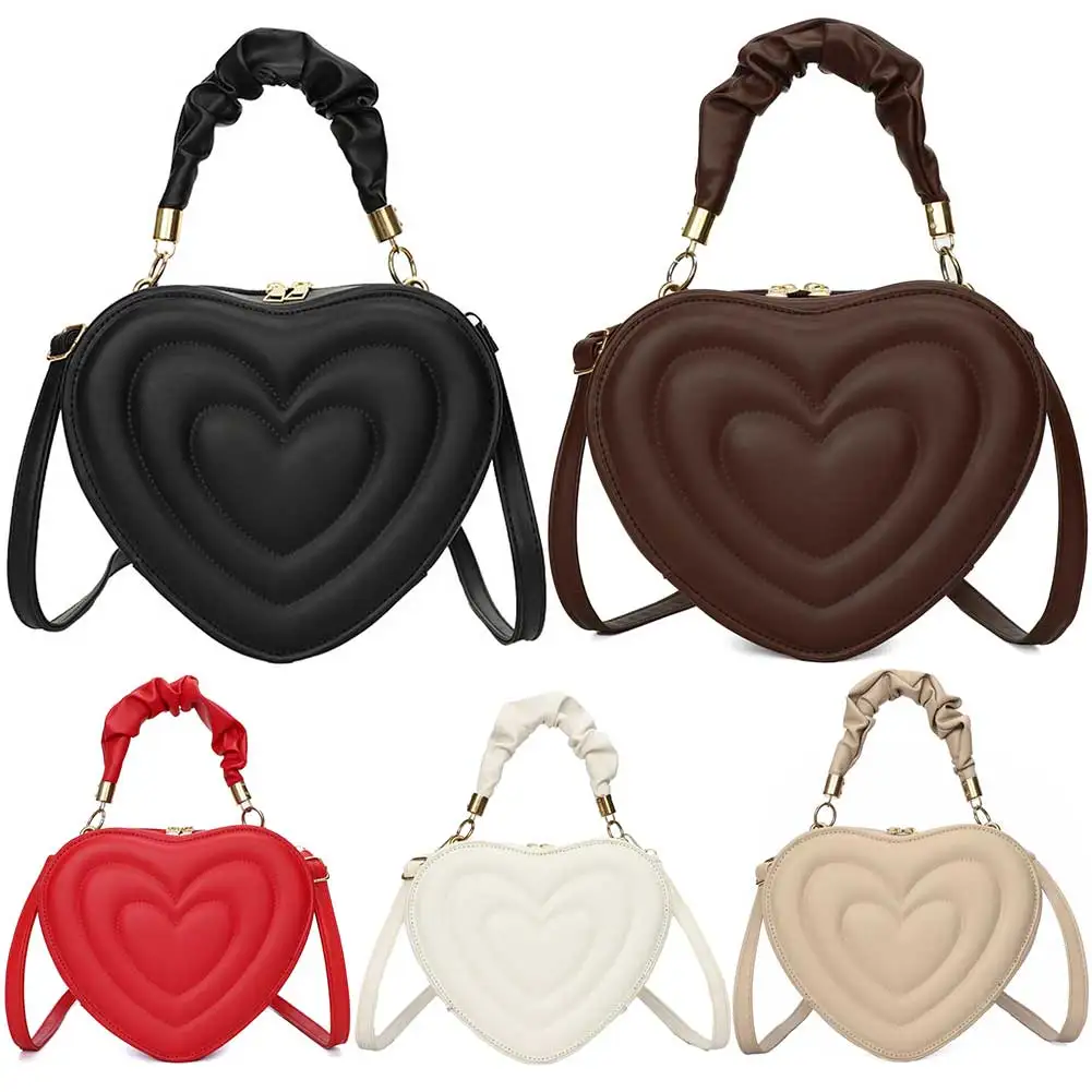 Women Heart Shape Clutch Purse Large Capacity Shoulder Bag Cute PU Fashion Crossbody Bag with Strap for Shopping Work Daily Use 4