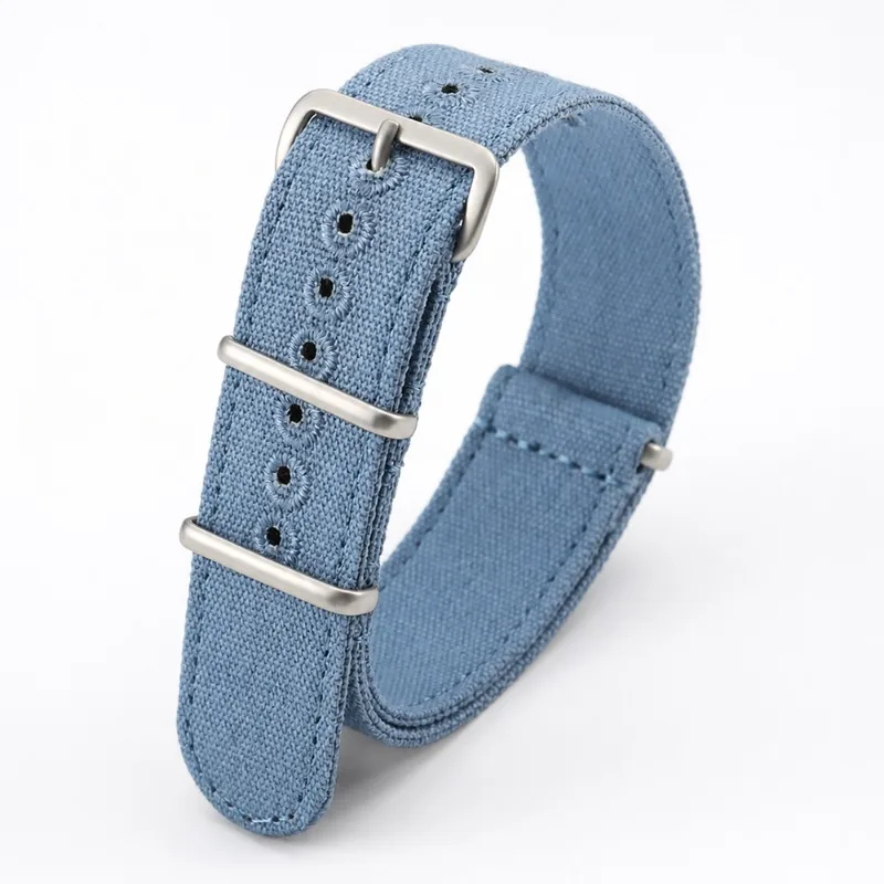 Ribbed Nylon Braid Fabric Watch Strap - Military Style Men's Band, 20mm & 22mm Sizes