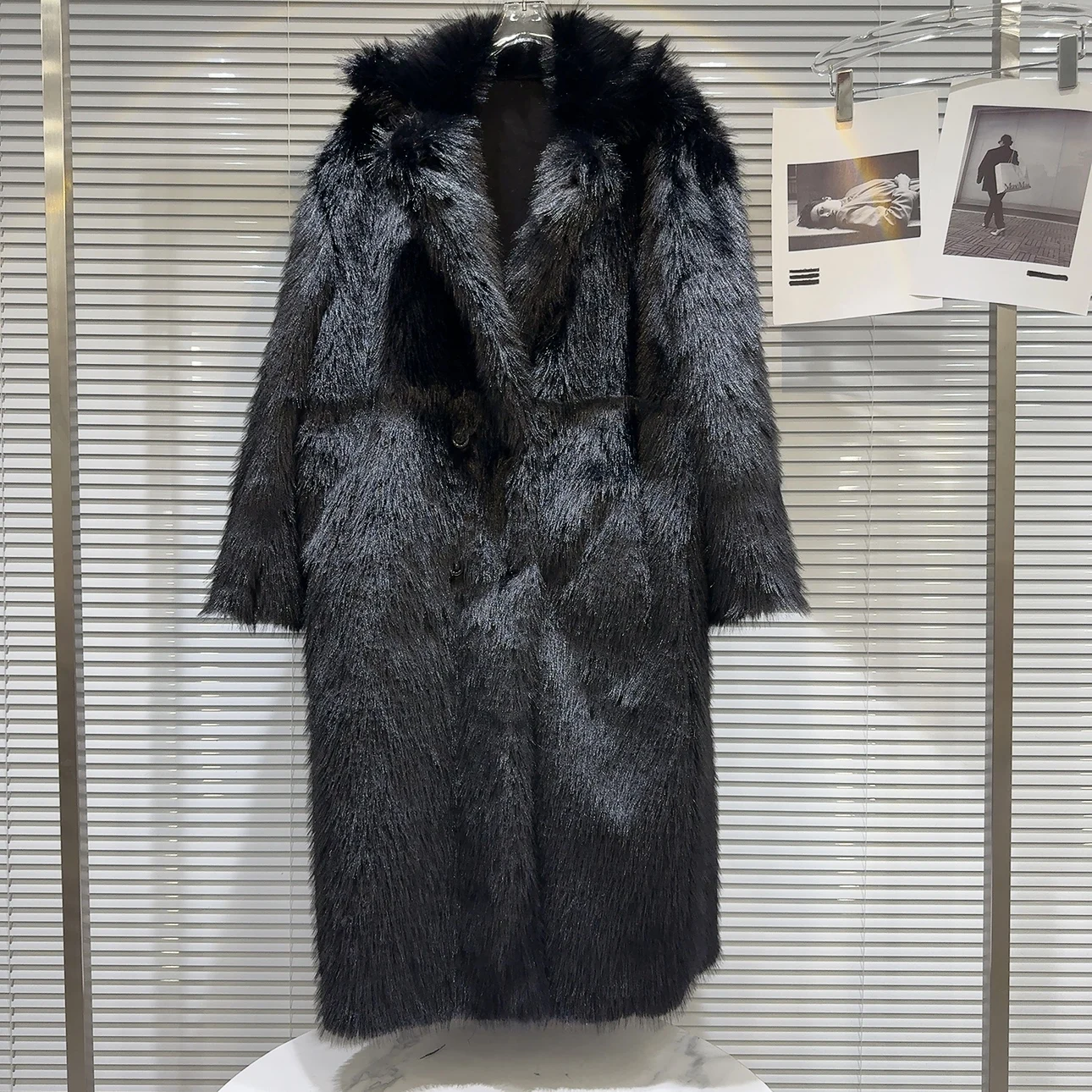 Hot Girl Style Long Faux Fur Trench Coat Women 2023 Fall Winter New Suit Collar Environmental Protection Furry Jacket Female