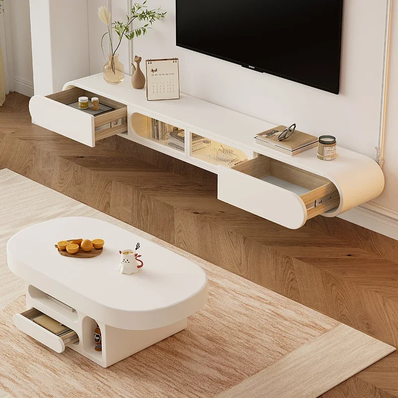 

Light Luxury Cream Style Tea Table Combination Oval Living Room Small Apartment Internet Celebrity Tea Table