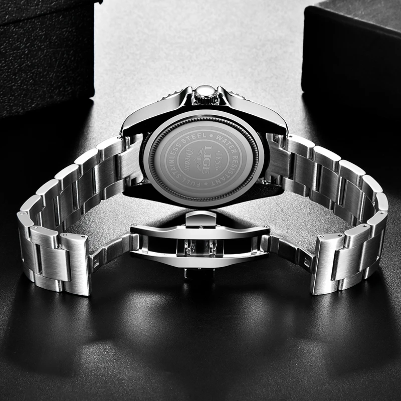 LIGE Fashion Mens Watches Top Brand Luxury Diver Watch Men Military Sports Waterproof Men Quartz Wristwatch Relogios Masculino