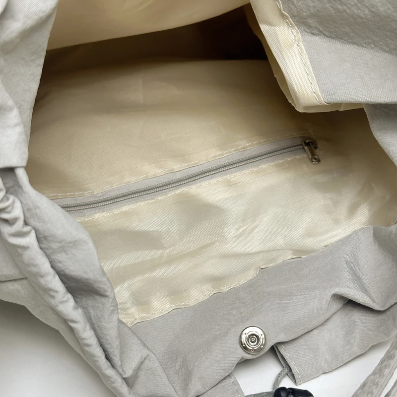 Women Simple Shoulder Bag Large Capacity Bow Drawstring Backpack Solid Color Daily Tote Handbag Ladies Travel Backpack