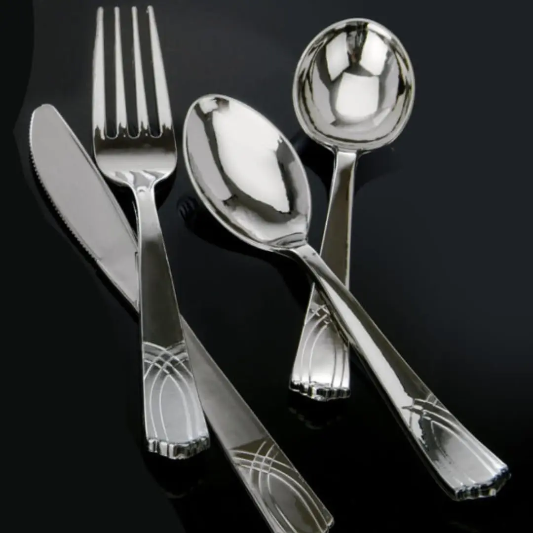 Silver Cutlery Collection (24-Count) | Elegant Silver Plastic Forks - Premium Disposable Utensils for Parties