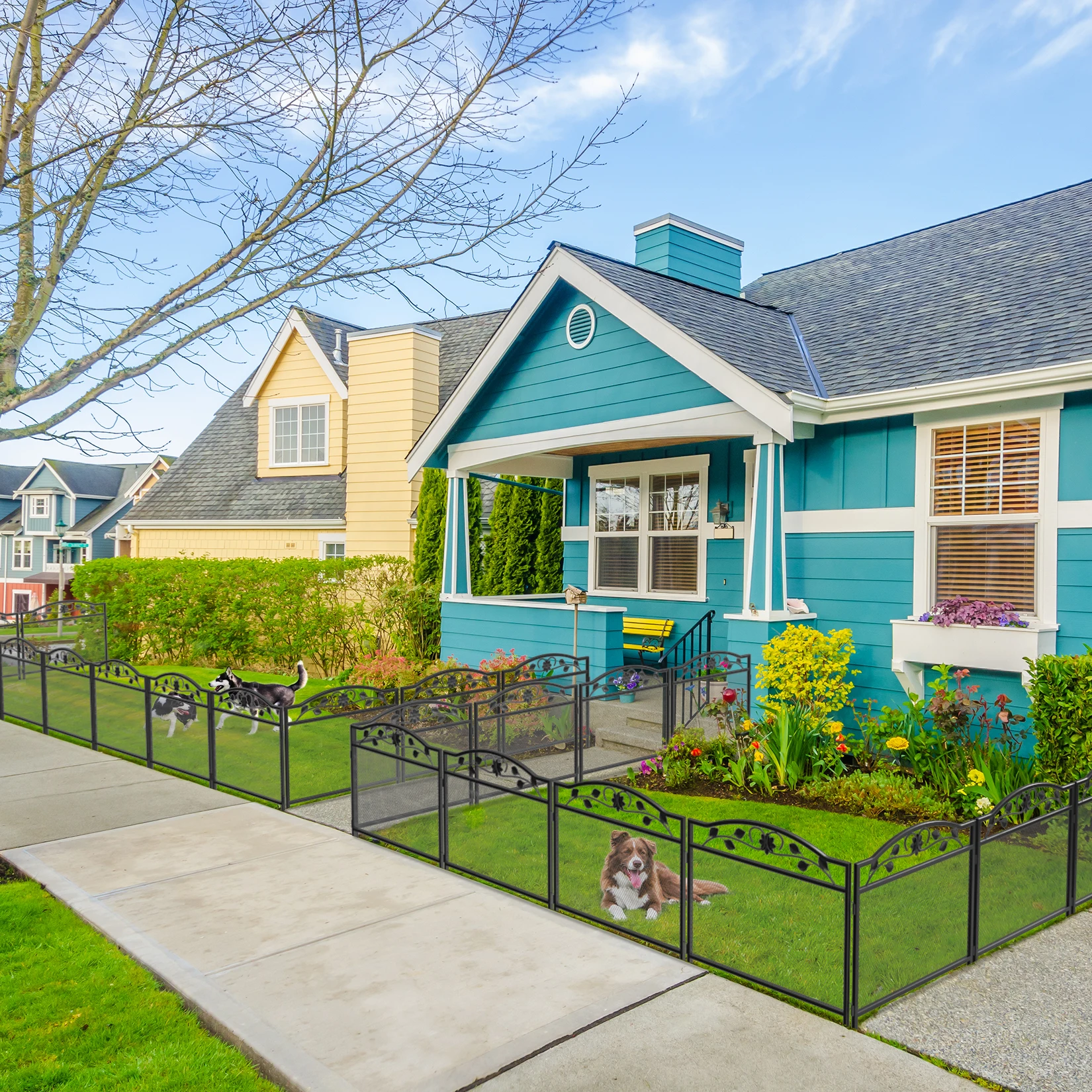 5pcs Heavy Duty Garden Fence Metal Decorative Fencing Panel Garden Entry Path Fence