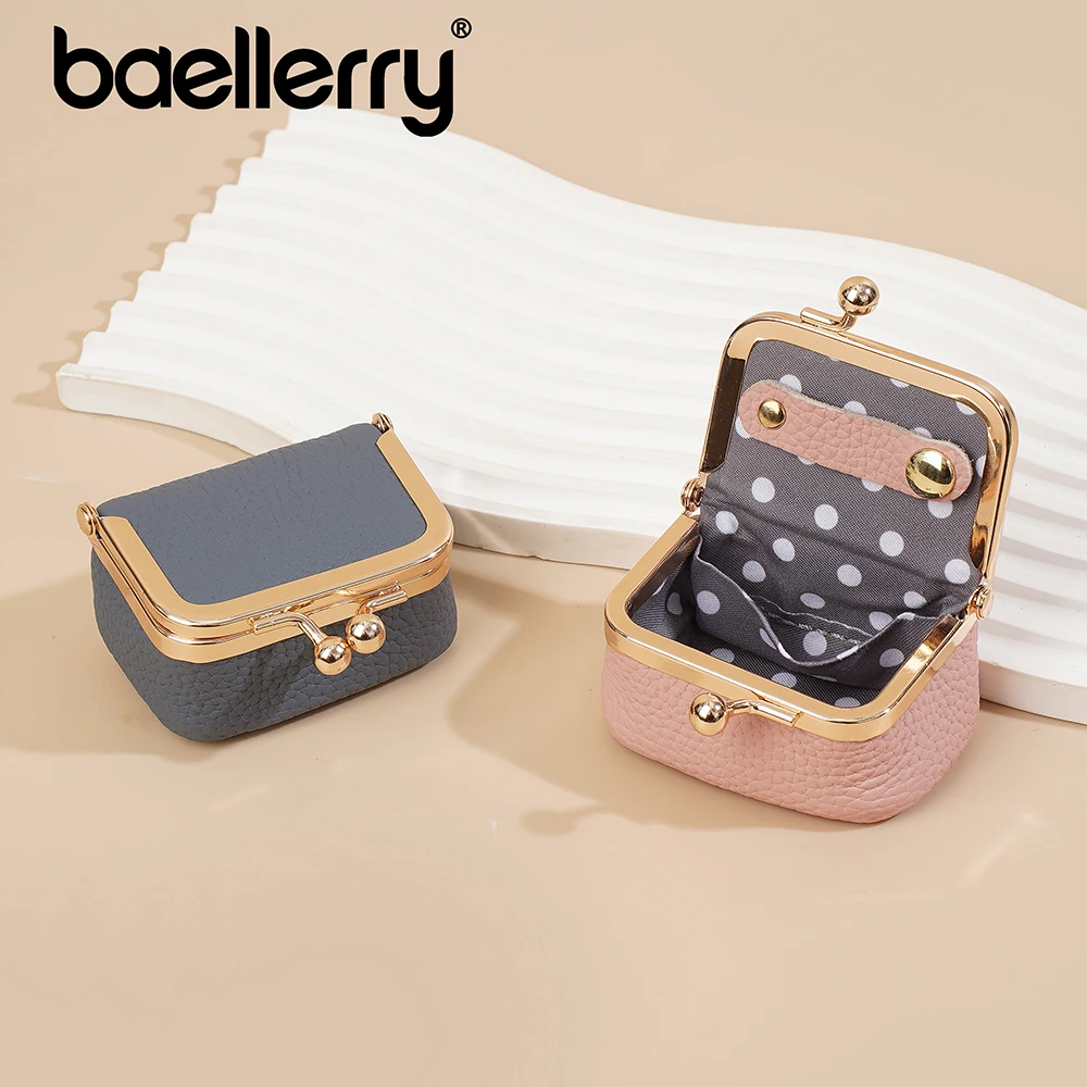 Baellerry Leather Mini Jewelry Case Organizer for Earrings Rings, Small Wallet with Zipper Pocket for Coin Airpods, Cute Portabl