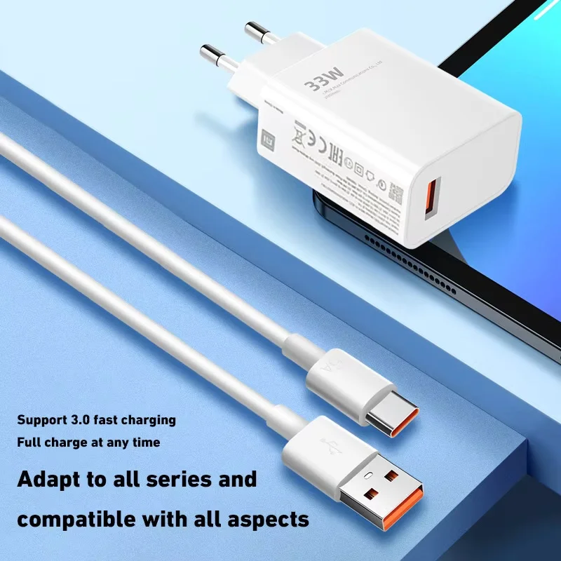 Ultra Fast 120W Charger with EU Plug and 6A Type C Cable