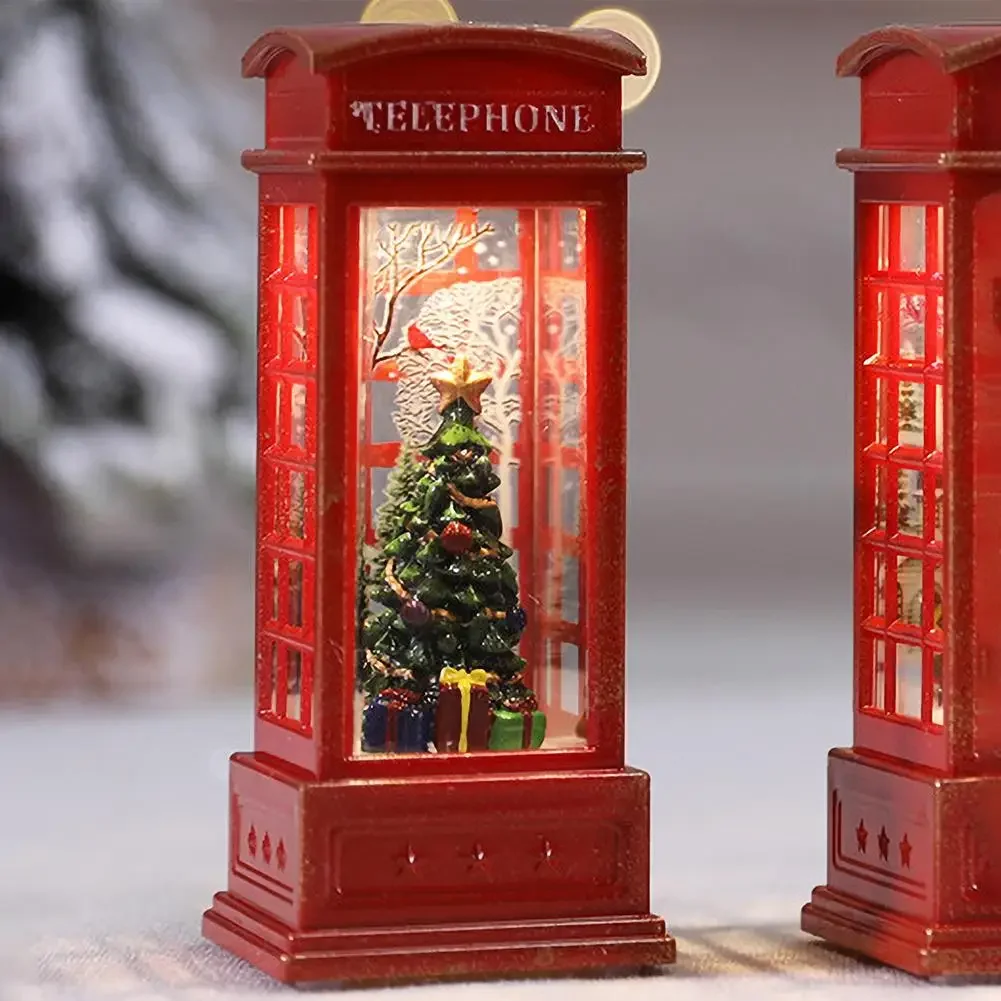 Description Picture 6 of item1Pc Christmas Light Up Lantern Lamp Telephone Booth Lantern Santa Claus Christmas Tree Snowman Led Light Christmas Decorative