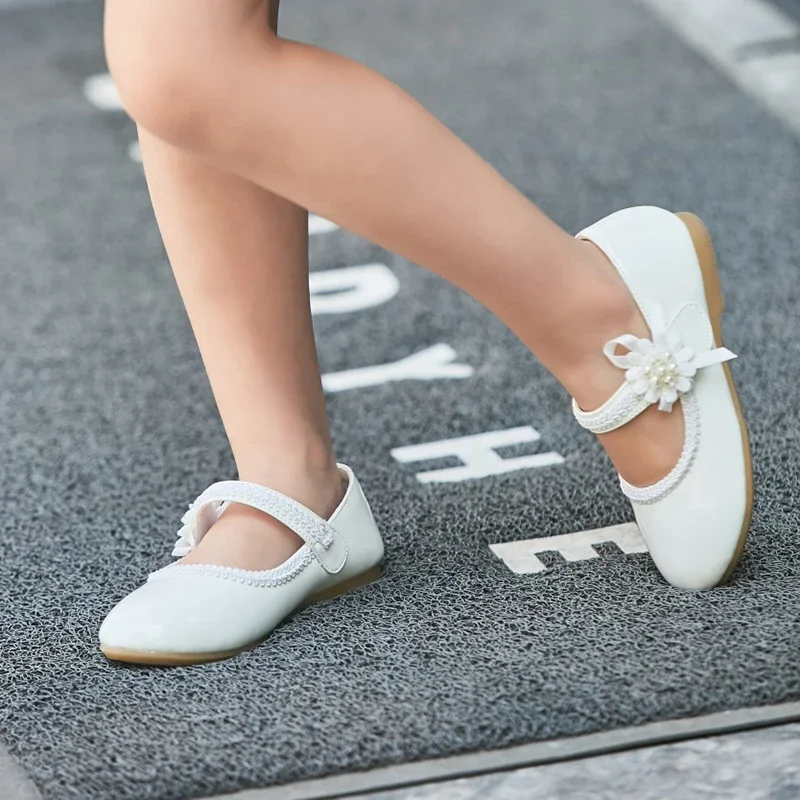 Baby Girls Leather Shoes Flower Kids Shoes Princess Cocktail Party Wedding Dress 1 2 3 4 5 6 7T