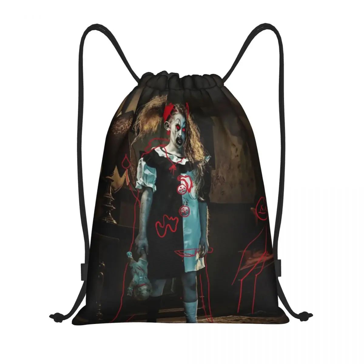 

Terrifiers Girl Halloween Horror Movie Drawstring Bag Men Women Portable Sports Gym Sackpack Training Backpacks