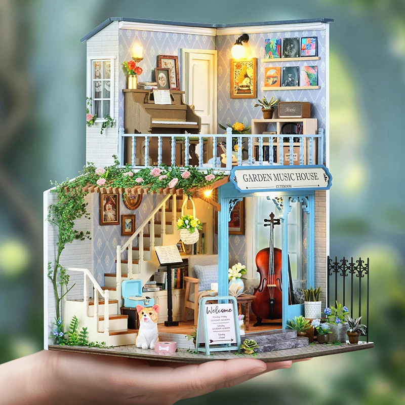 Mini Doll House Bookshelf Dollhouse Kit Mini 3D Puzzle Assembly