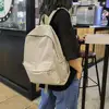 Women Nylon Backpack Preppy Style School Students Solid Color Large Handbags 5