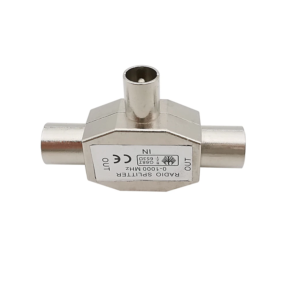 One-to-Two TV Antenna Splitter Adapter 2 Way TV Male to Female Antenna Coaxial Signal Distributor Conversion Interface Connector